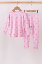 Pink bow print pants bamboo set