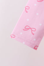 Pink bow print pants bamboo set