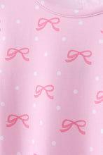 Pink bow print pants bamboo set