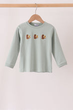 Green turkey embroidery top