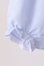 Blue turkey embroidery checkered ruffle bubble