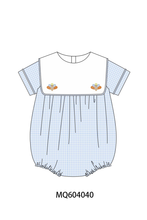 Blue turkey embroidery checkered bubble