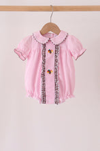 Pink turkey embroidery ruffle gingham bubble