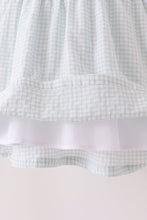 Green plaid turkey embroidery ruffle dress