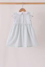 Green plaid turkey embroidery ruffle dress
