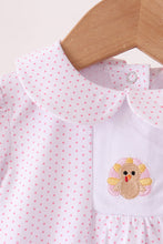 Pink dot turkey embroidery ruffle bubble