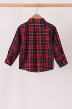 Red plaid button down shirt