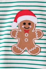 Green stripe gingerbread embroidery scalloped pants set