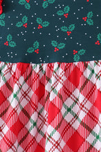 Forest holly plaid ruffle dress