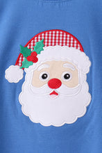 Blue santa embroidery gingham pants set - ARIA KIDS