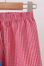 Blue santa embroidery gingham pants set - ARIA KIDS