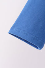 Blue santa embroidery gingham pants set - ARIA KIDS