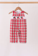Red christmas tree truck embroidery plaid jonjon