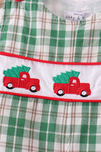 Green christmas tree truck embroidery plaid jonjon