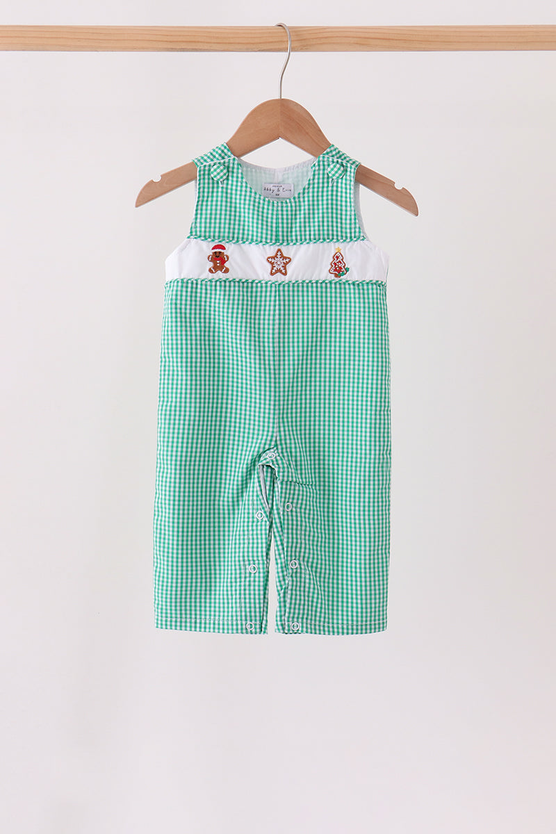 Green gingerbread embroidery gingham jonjon - ARIA KIDS