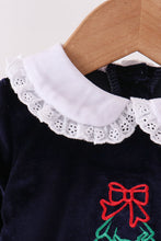 Navy christmas tree embroidery bubble - ARIA KIDS