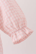 Pink candy cane holly embroidery plaid bubble