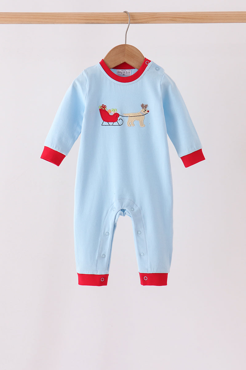 Blue stripe deer embroidery romper - ARIA KIDS