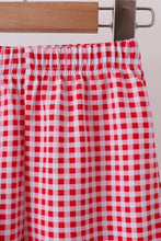 Blue santa claus embroidery gingham pants set