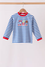 Blue stripe gingerbread embroidery top - ARIA KIDS