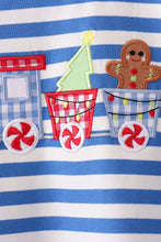 Blue stripe gingerbread embroidery top - ARIA KIDS