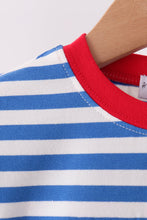 Blue stripe gingerbread embroidery top - ARIA KIDS