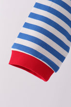 Blue stripe gingerbread embroidery top - ARIA KIDS