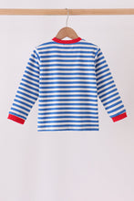 Blue stripe gingerbread embroidery top - ARIA KIDS