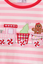 Pink stripe gingerbread embroidery ruffle pants set - ARIA KIDS