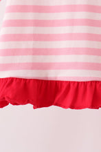 Pink stripe gingerbread embroidery ruffle pants set - ARIA KIDS