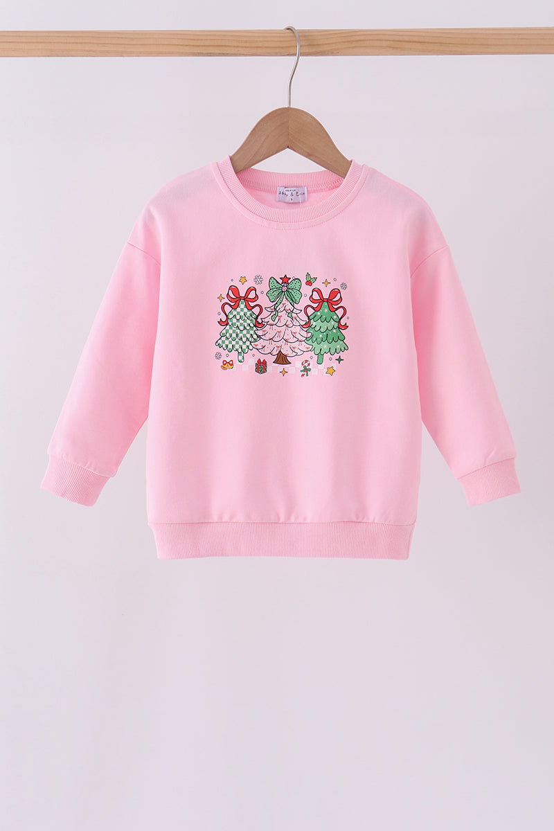 Pink christmas tree sweatshirt - ARIA KIDS