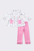 Pink ballet print girl pants set - ARIA KIDS