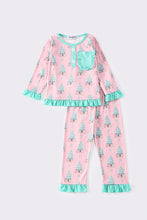 Green christmas tree print girl pajamas set - ARIA KIDS
