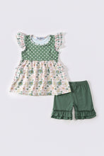 Green floral print dot girl set - ARIA KIDS