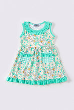 Green floral print girl dress - ARIA KIDS