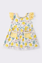 Yellow lemon print girl dress - ARIA KIDS