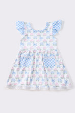 Blue floral bow print dress - ARIA KIDS