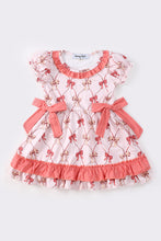 Pink bow print girl ruffle dress - ARIA KIDS
