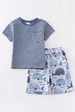 Navy stripe whale boy set - ARIA KIDS