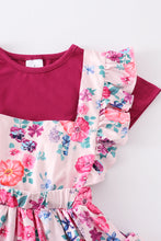 Burgundy floral print ruffle dress set - ARIA KIDS