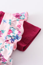 Burgundy floral print ruffle dress set - ARIA KIDS