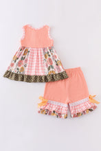 Coral floral print ruffle set