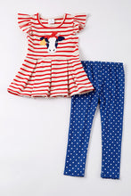 Red stripe cattle applique ruffle girl set - ARIA KIDS