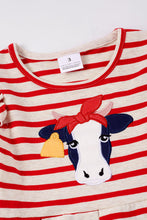 Red stripe cattle applique ruffle girl set - ARIA KIDS
