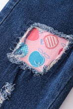 Pink apple print denim pant set - ARIA KIDS