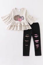 Grey leopard pumpkin ruffle girl set - ARIA KIDS