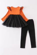 Orange "HOCUS POCUS" ruffle girl set - ARIA KIDS