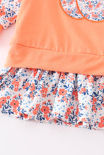 Orange pumpkin applique ruffle girl set