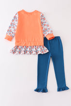 Orange pumpkin applique ruffle girl set
