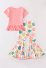 Coral pumpkin print tassel bell pants set - ARIA KIDS